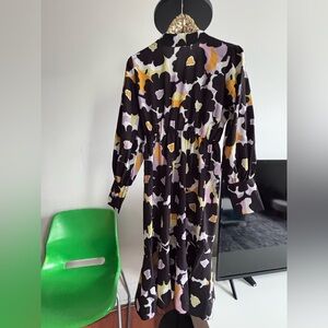 Boohoo Black and Yellow Floral Long Sleeve Dress
